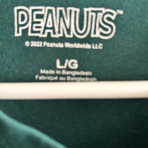 Peanuts Festive Green Tee with Snoopy and Woodstock-large-new or like new - Picture 7 of 8